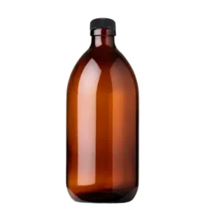 Botella Ámbar Boca Angosta 500 Ml Con Tapa De Plástico Marca Fabricación Nacional